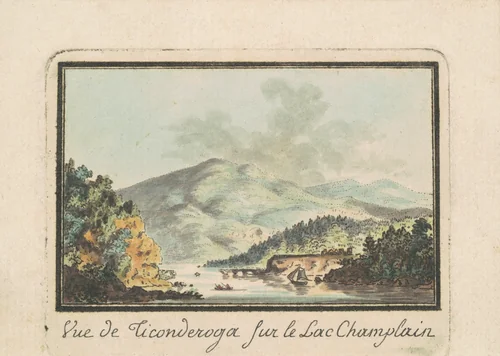 View of Ticonderoga from Lake Champlain by Charles B. J. Févret de Saint-Mémin, print, 1794-1796