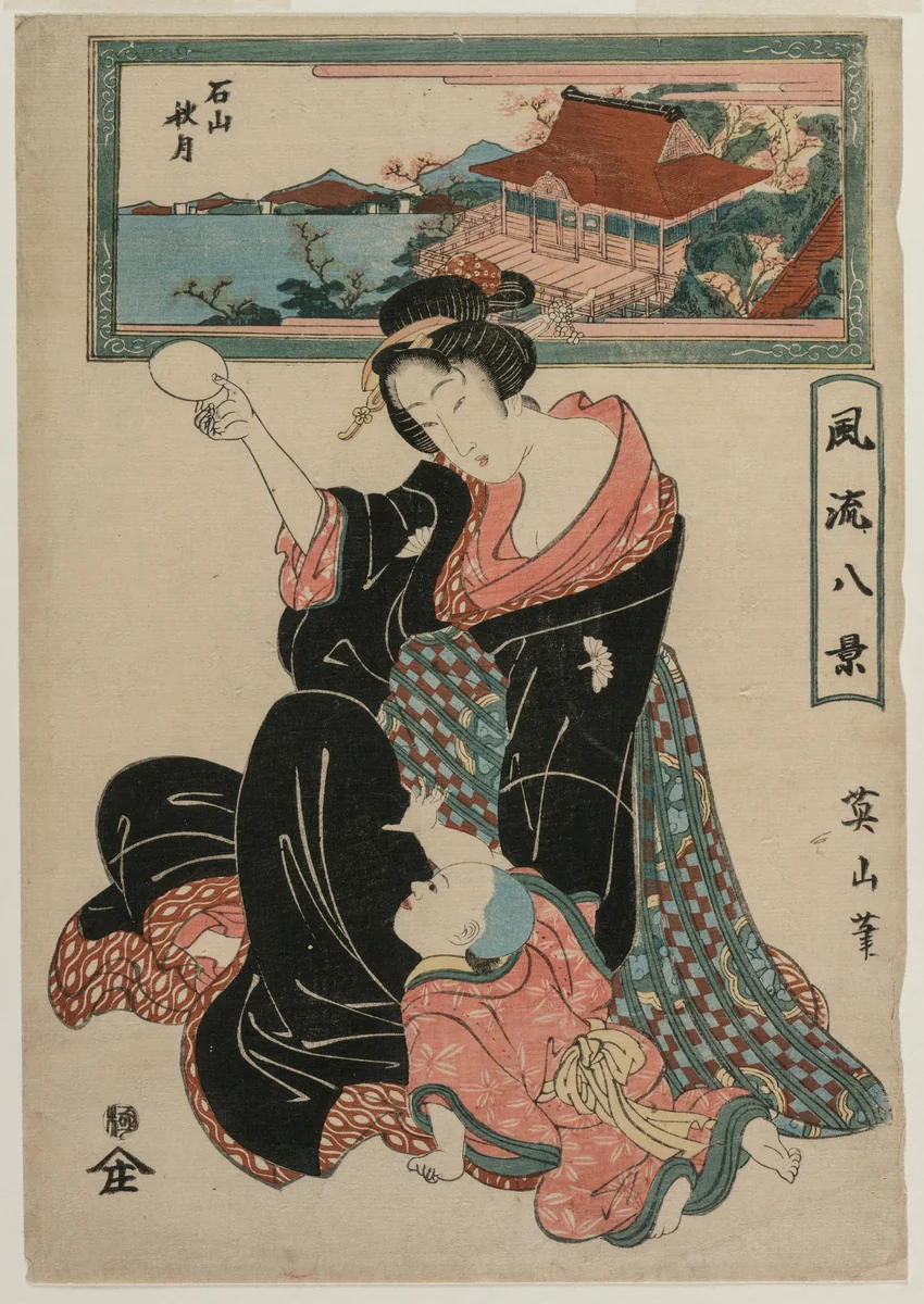 Autumn Moon at the Temple Ishiyamadera from the series Fashionable Eight Views by Kikukawa Eizan, print, 1814-1817