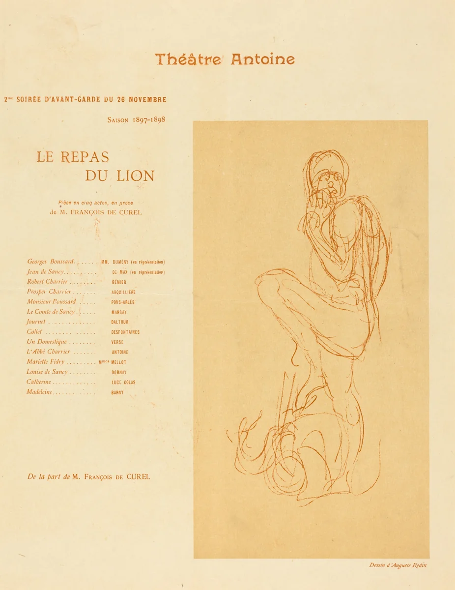 Le Repas du lion by Auguste Rodin, print, 1897