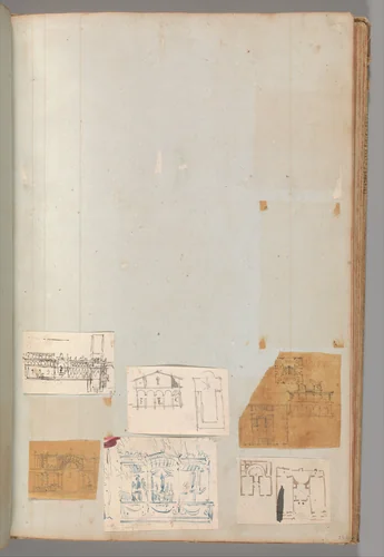 Page from a Scrapbook containing Drawings and Several Prints of Architecture, Interiors, Furniture and Other Objects by Charles Percier, book, 1795-1805