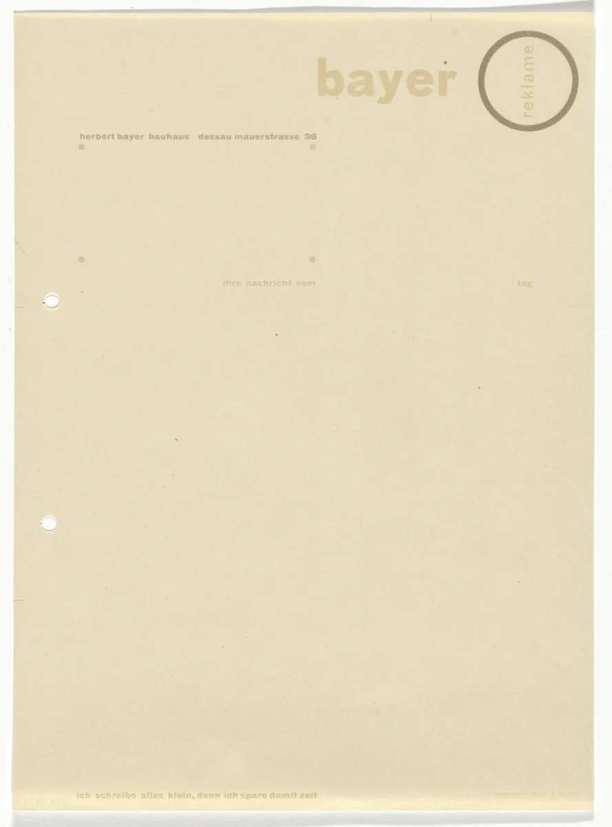 Herbert Bayer letterhead by Herbert Bayer, design, 1926