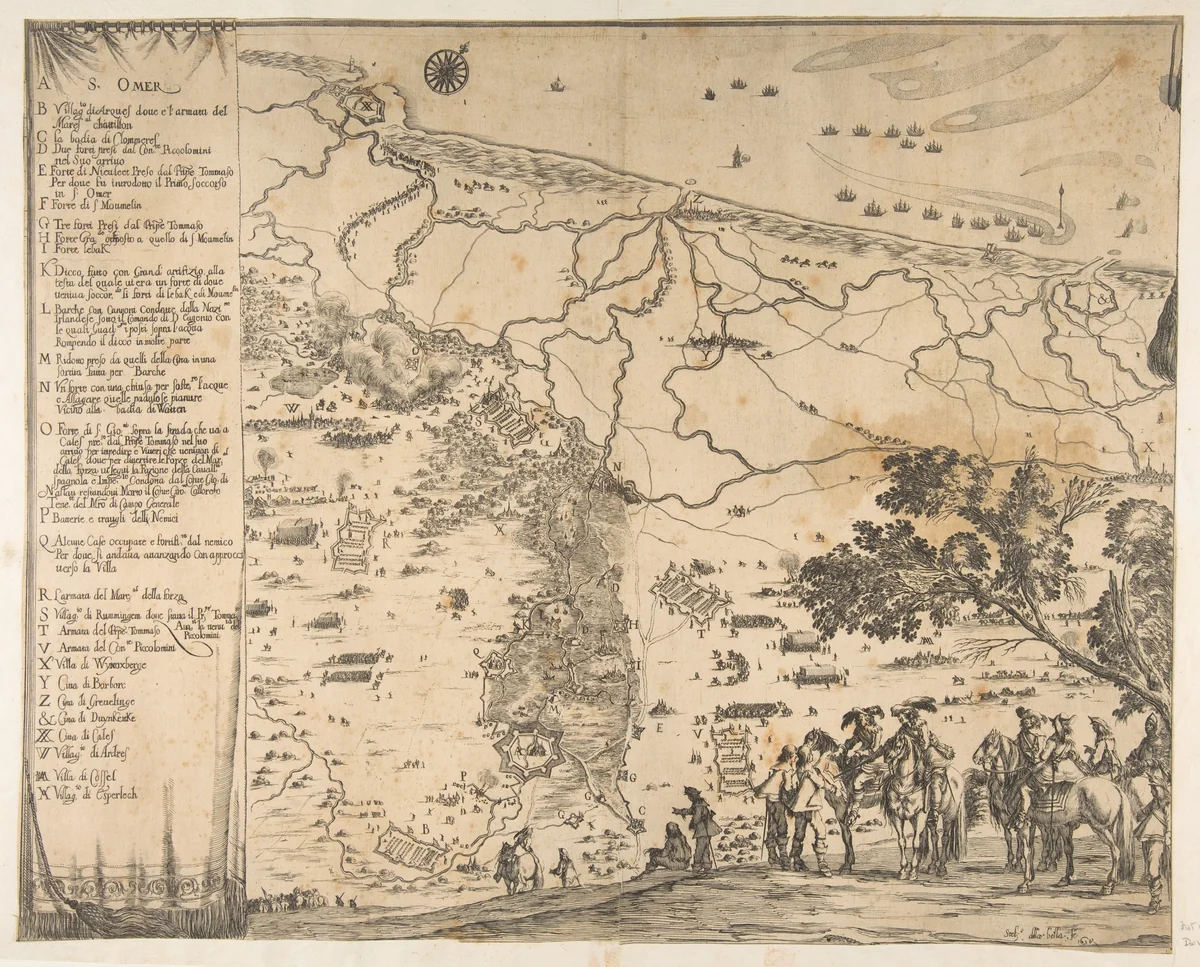 Siege of Saint-Omer by Stefano della Bella, print, 1638