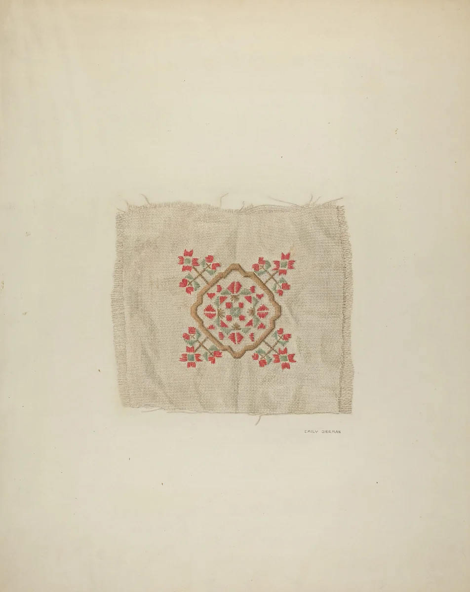 Embroidery Detail by Emily Gierman, index of american design, 1940