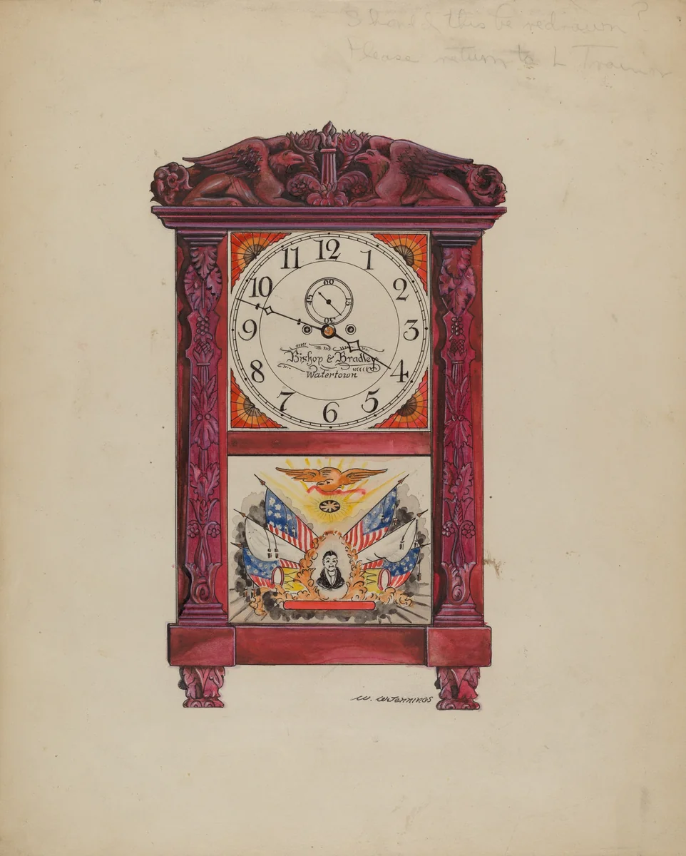 Clock, Eight Day by Walter Jennings, index of american design, 1936