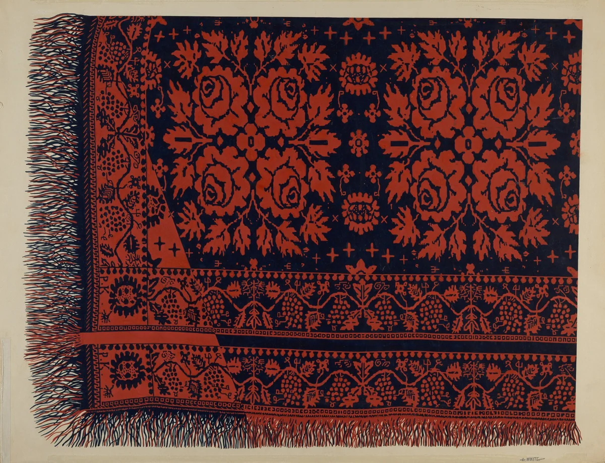Coverlet by Edward White, index of american design, 1935-1942