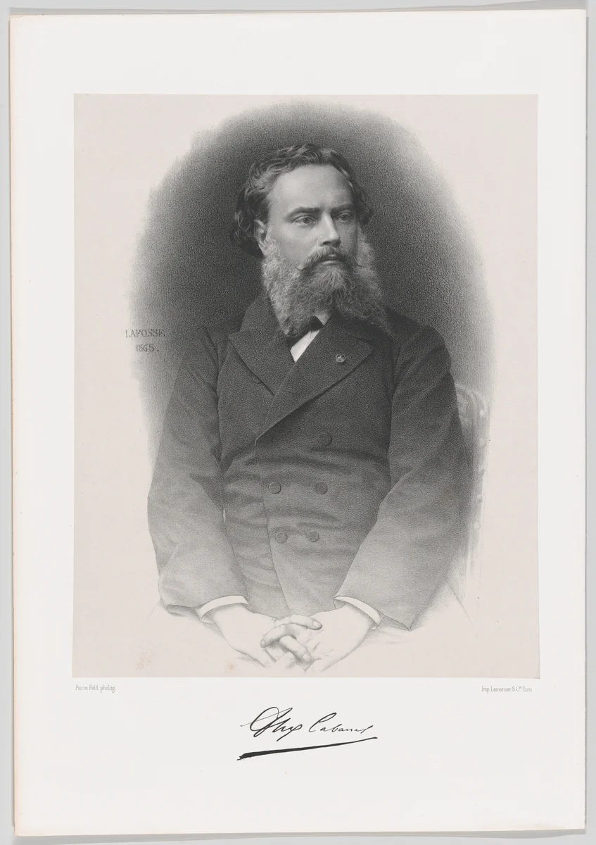 Portrait de Alexandre Cabanel by Jean-Baptiste Adolphe Lafosse, print, 1865