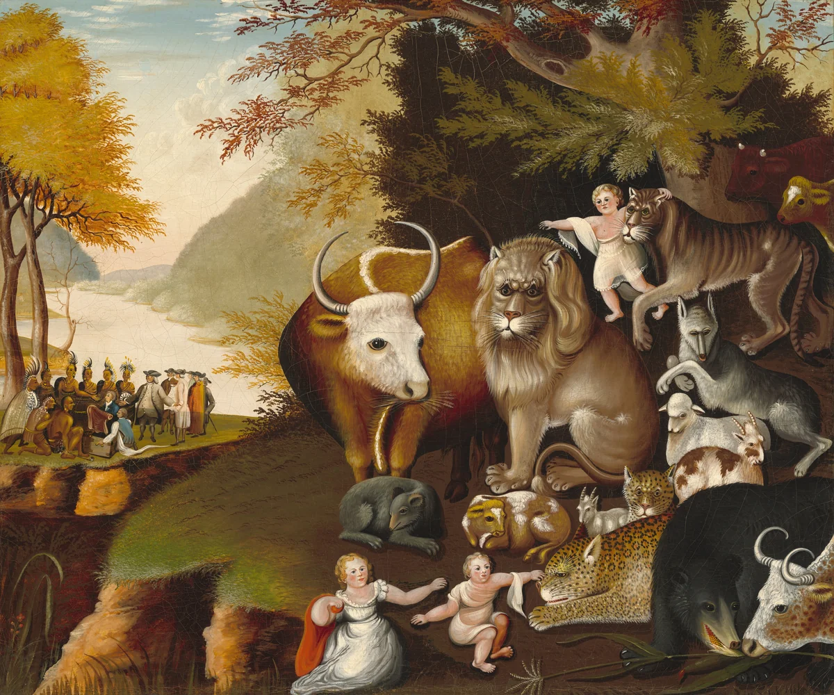 Peaceable Kingdom by Edward Hicks, painting, 1834