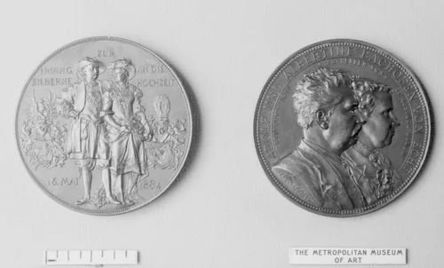 To Commemorate the Silver Wedding of Adolf and Albertine Bachofen von Echt by Anton Scharff, metalwork, 1884