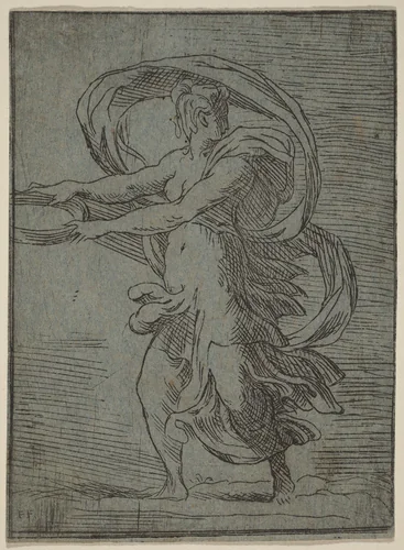 Woman Carrying a Tray by Master F. P., print, 1527-1530