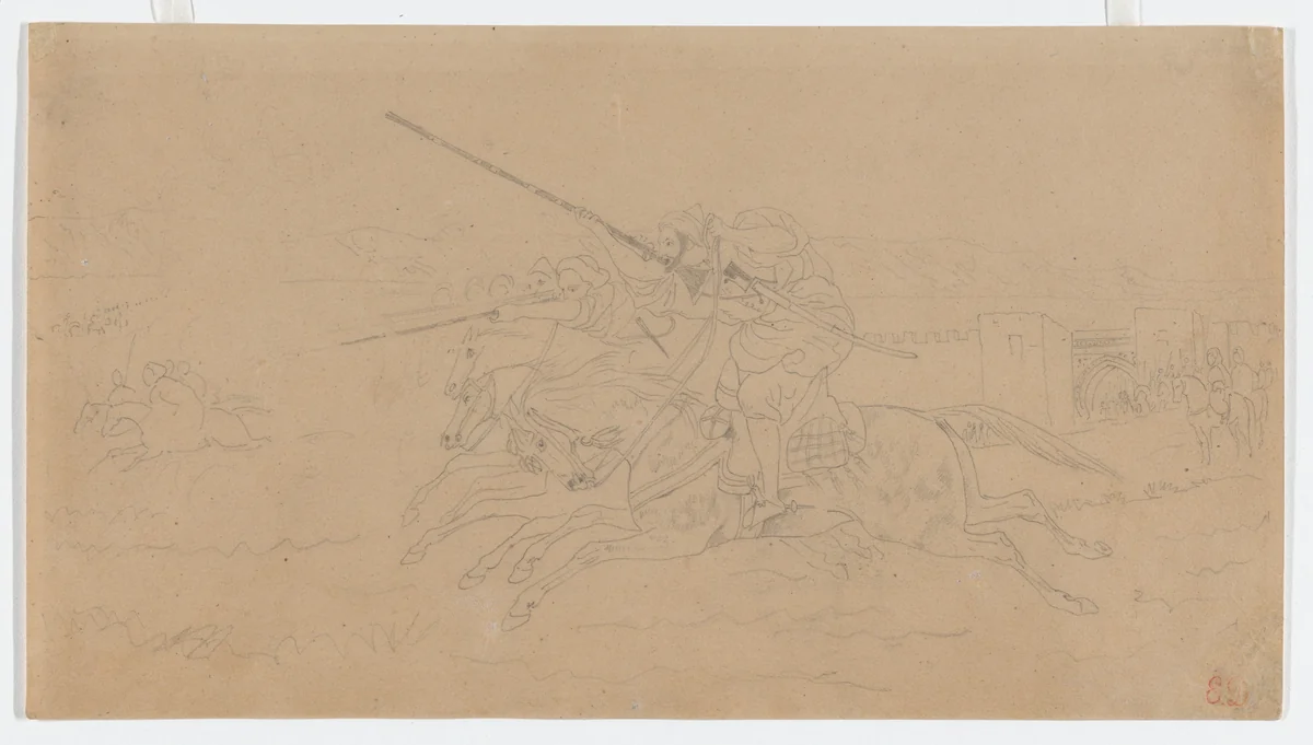 Fantasia Arabe by Eugène Delacroix, drawing, 1832