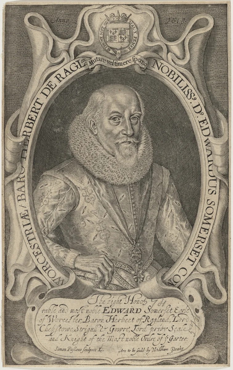 Edward Somerset, Fourth Earl of Worcester by Simon van de Passe, print, 1595-1647