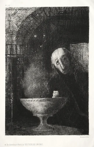 And the Searcher was Engaged in an Infinite Search by Odilon Redon, print, 1886