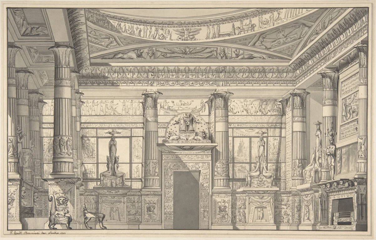 Design for an Egyptian-style Interior by Gaetano Landi, drawing, 1810