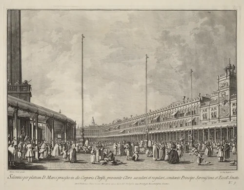 Procession on Corpus Christi Day in the Piazza San Marco by Giovanni Battista Brustolon, print, 1763-1766