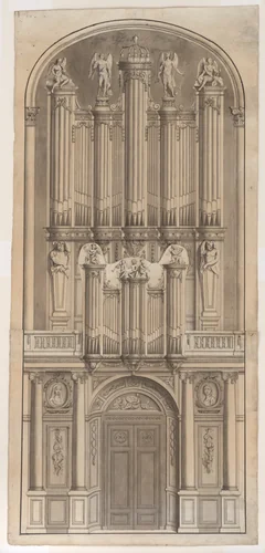 Presentation Drawing of the New Organ Case for the Church of Saint Germain des Prés by François Despatis, drawing, 1767-1777