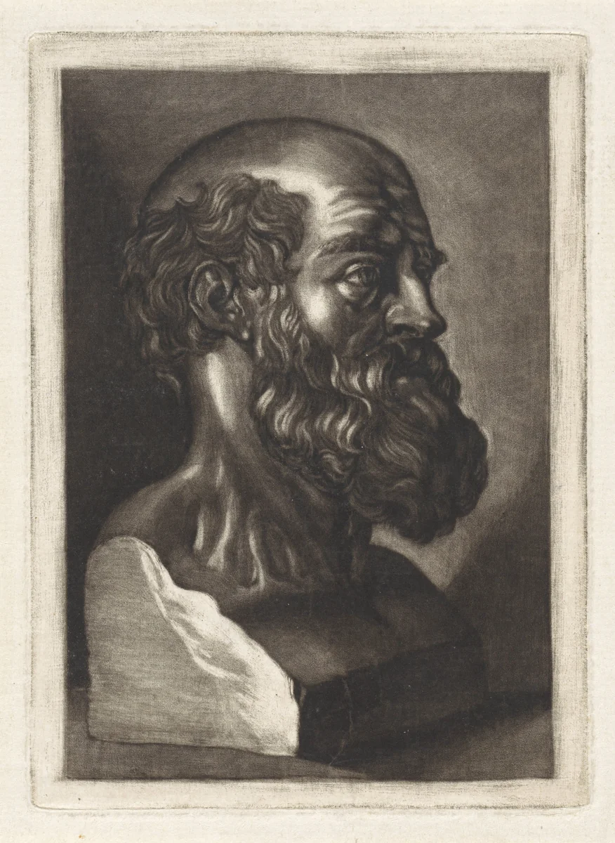 Buste van een oude man met baard by anonymous, print, 1650-1800