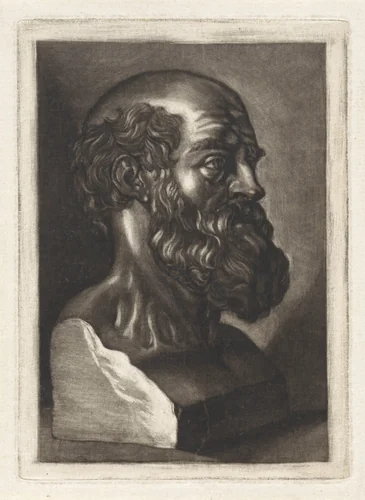 Buste van een oude man met baard by anonymous, print, 1650-1800
