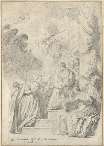 The Mystic Marriage of Saint Catherine by Jean Honoré Fragonard, drawing, 1761