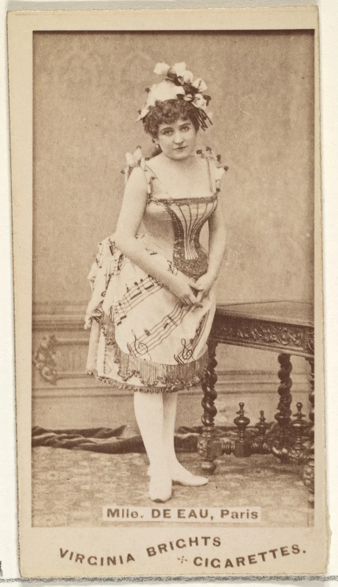 Mlle. De Eau, Paris, from the Actors and Actresses series (N45, Type 1) for Virginia Brights Cigarettes by Allen & Ginter, photograph, 1885-1891