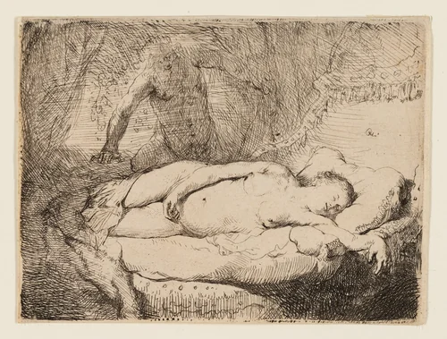 Jupiter and Antiope: Smaller Plate by Rembrandt van Rijn, print, 1626-1636