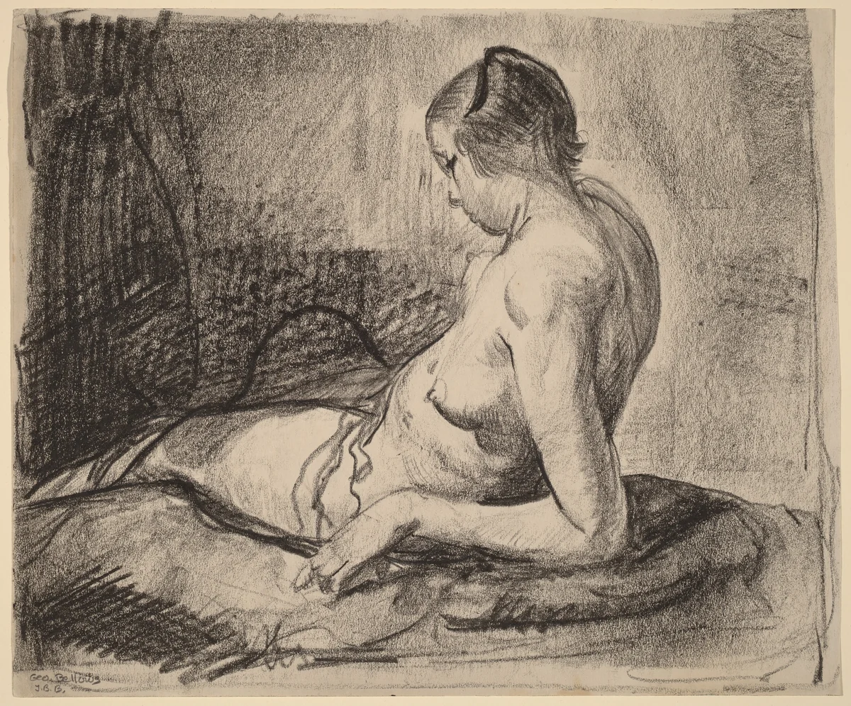 Nude Girl Reclining by George Bellows, drawing, 1919