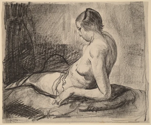 Nude Girl Reclining by George Bellows, drawing, 1919