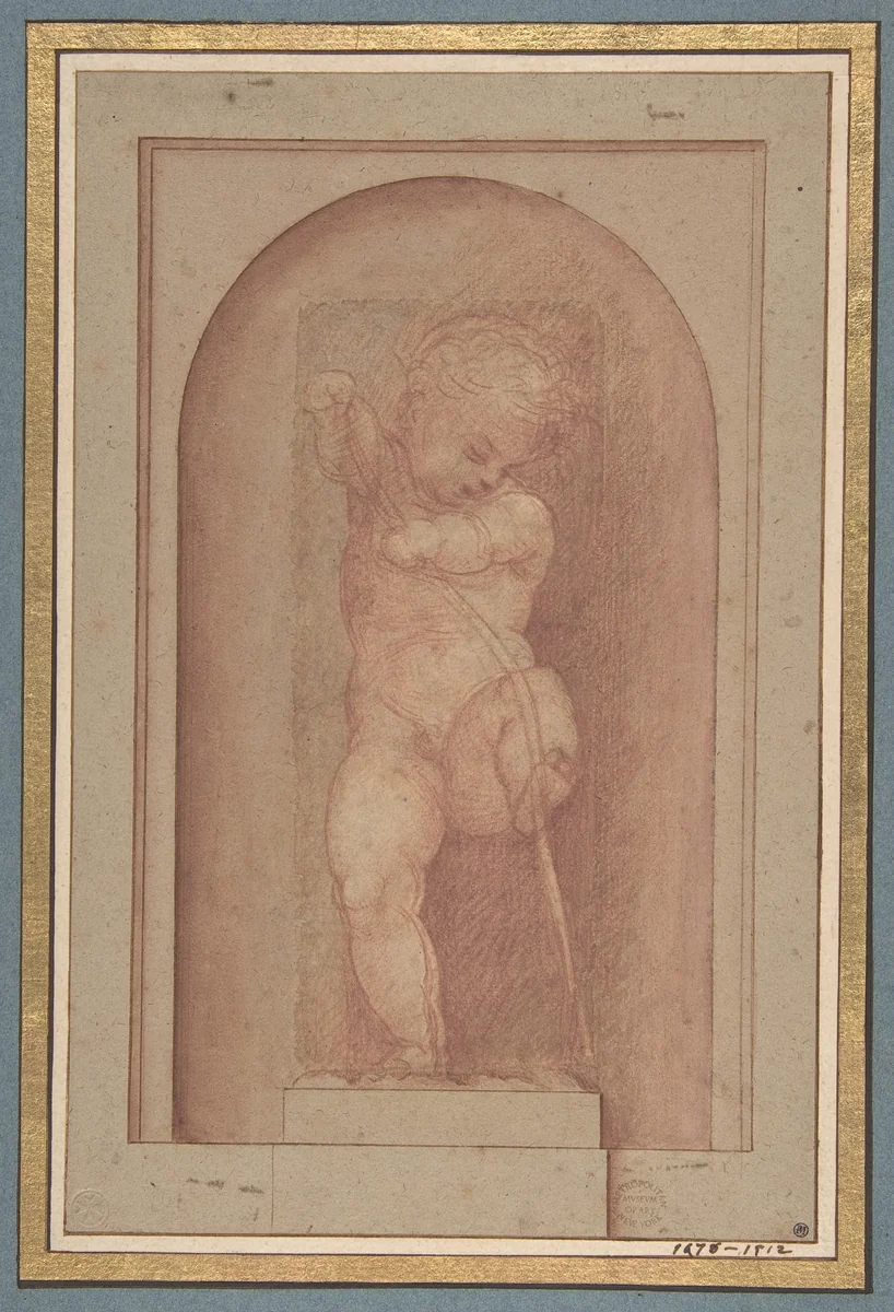 Putto Bending a Bow by Giorgione, drawing, 1477-1510