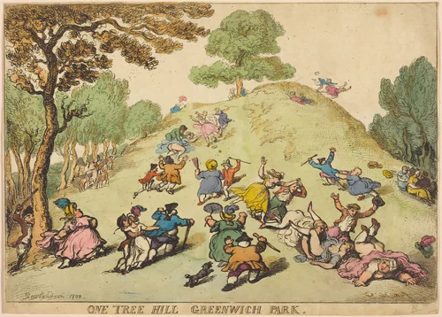 One Tree Hill, Greenwich Park by Thomas Rowlandson, print, 1802