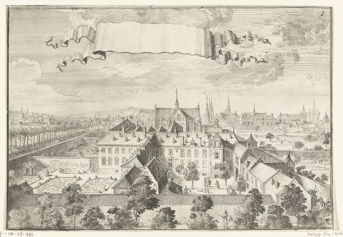 Gezicht op kasteel Nieuwen Biesen by Romeyn de Hooghe, print, 1700