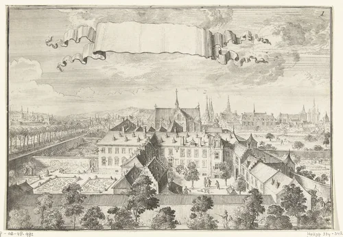 Gezicht op kasteel Nieuwen Biesen by Romeyn de Hooghe, print, 1700