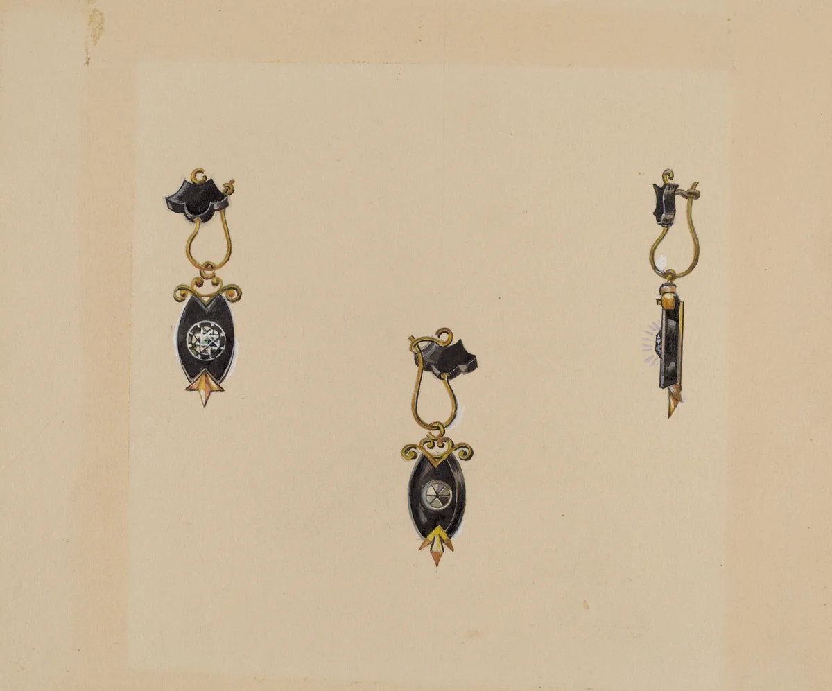 Earrings by Walter Jennings, index of american design, 1935-1942