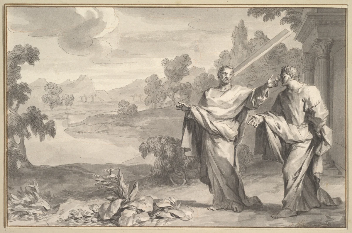 The Parable of the Mote and the Beam (Matthew 7:3) by Ottmar Elliger the Younger, drawing, 1695-1700