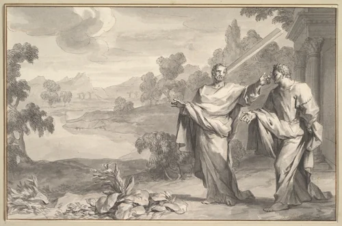The Parable of the Mote and the Beam (Matthew 7:3) by Ottmar Elliger the Younger, drawing, 1695-1700