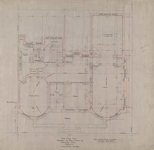 Bryan Lathrop House, Chicago, Illinois, First Floor Plan by McKim, Mead and White, drawing, 1887-1897