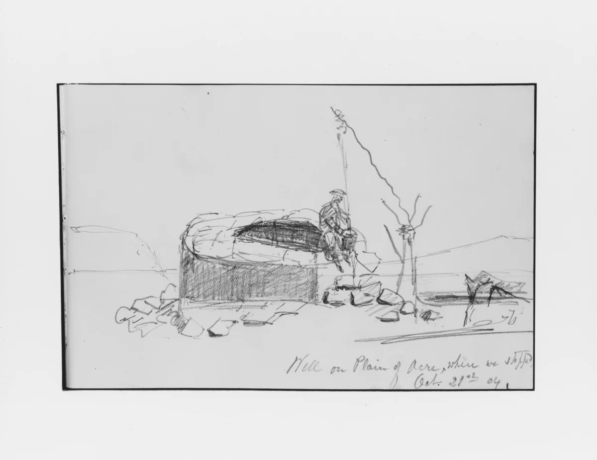 Well on Plain of Acre (from Sketchbook) by Mary Newbold Sargent, artwork, 1904