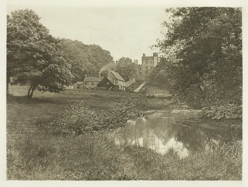 Haddon Hall and Homestead, From the River by Peter Henry Emerson, print, 1880-1888