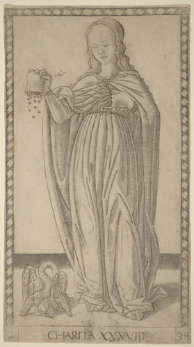 Charita (Charity) by Master of the E-Series Tarocchi, print, 1465