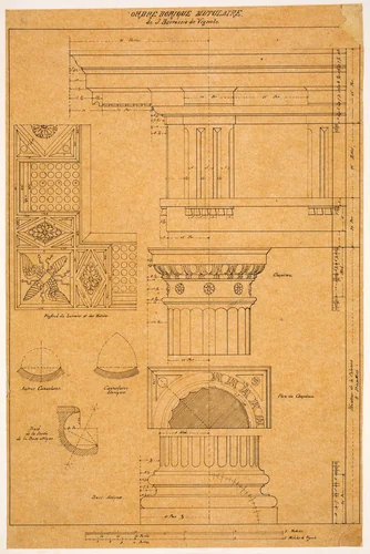 Doric Order Details by Louis Sullivan, drawing, 1870-1880