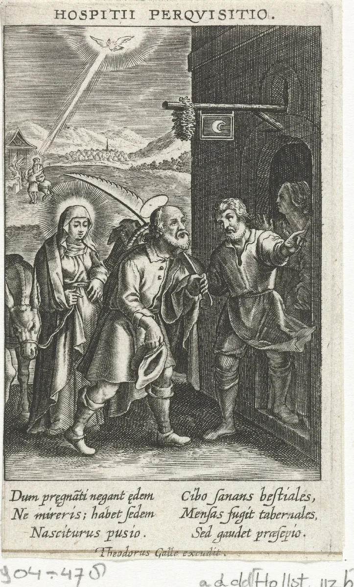 Jozef en Maria worden geweigerd bij de herberg by Unknown, print, 1581-1633