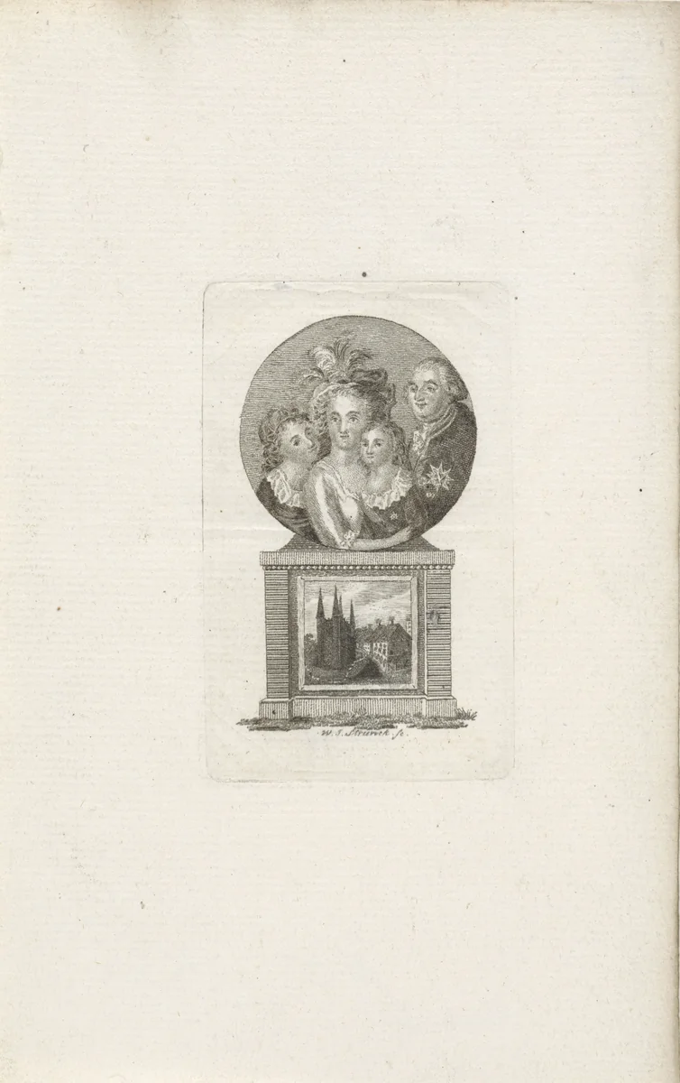 Portret van koning Lodewijk XVI en zijn familie by Jacob Willem Strunck, print, 1781-1813