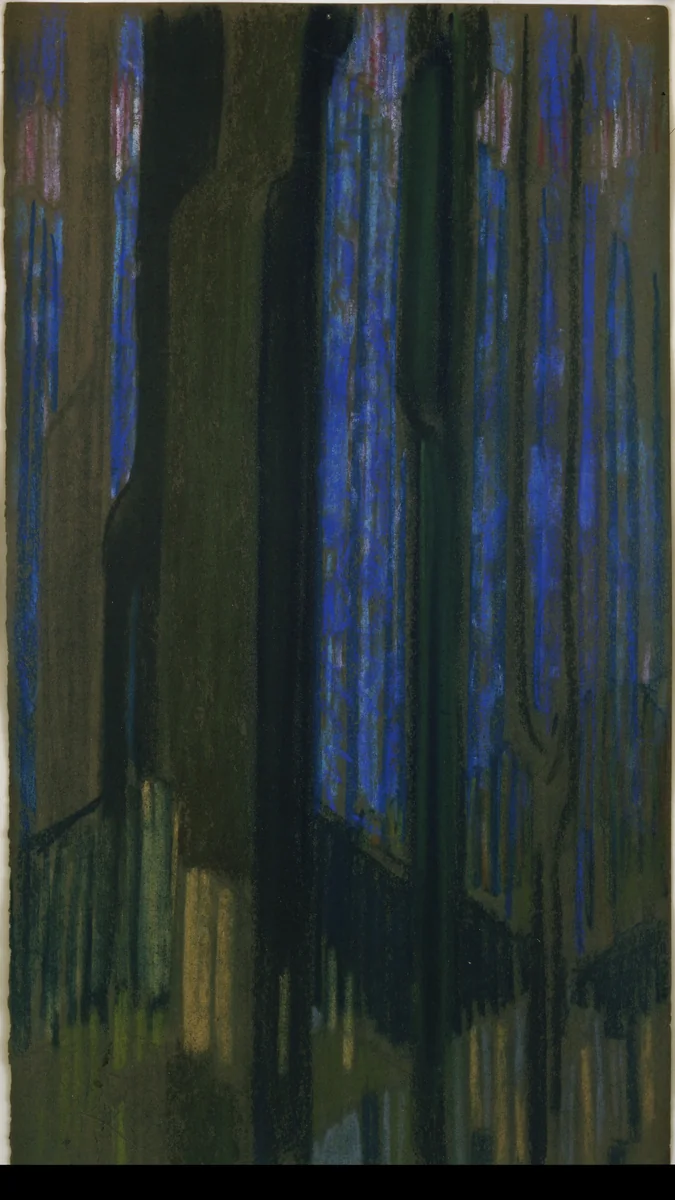 Study in Verticals (The Cathedral) by František Kupka, drawing, 1912