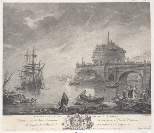 View of Saint Angel's Castle from Port Side by Joseph Vernet, print, 1755-1805