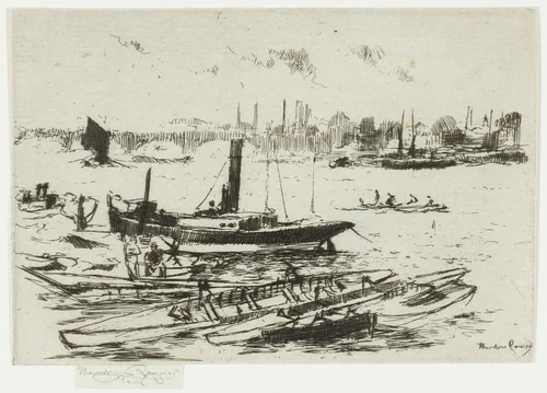The Steam Launch, Chelsea Embankment by Theodore Roussel, print, 1888-1889
