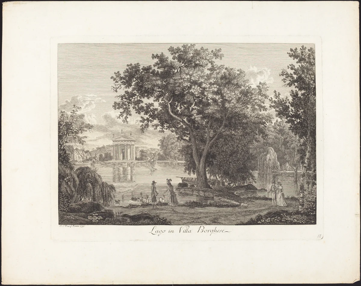 Lago in villa Borghese by Albert Christoph Dies, portfolio, 1755-1822