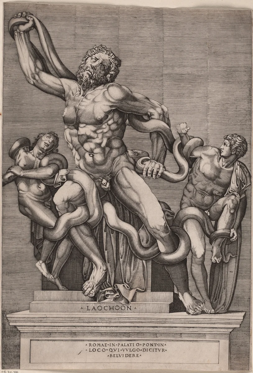 Laocoöngroep by Nicolas Beatrizet, print, 1525-1565