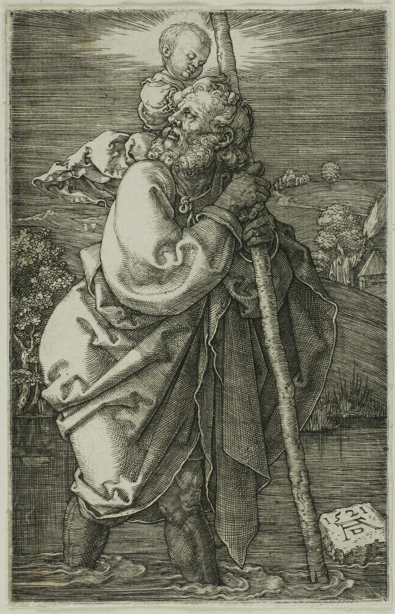 St. Christopher Facing to the Left by Albrecht Dürer, print, 1521