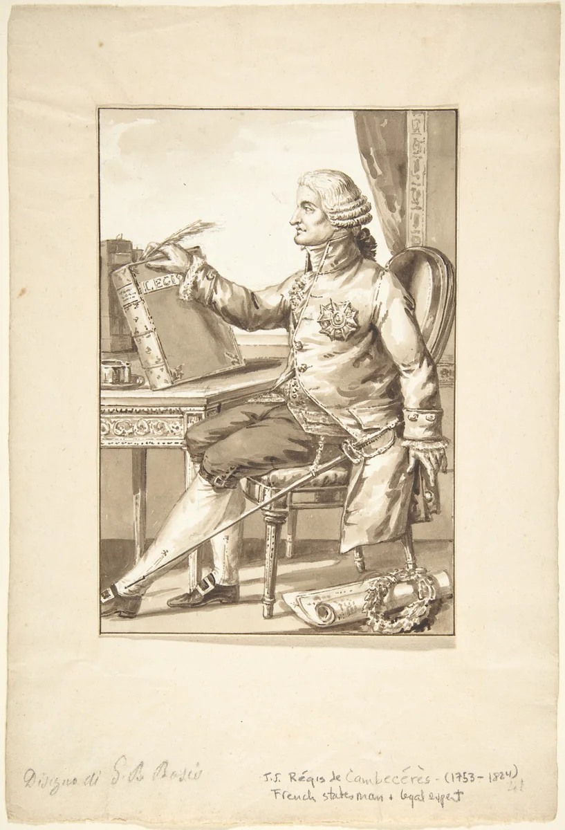 Portrait of J. J. Régis de Cambecérès by Jean-Baptiste-François Bosio, drawing, 1780-1827