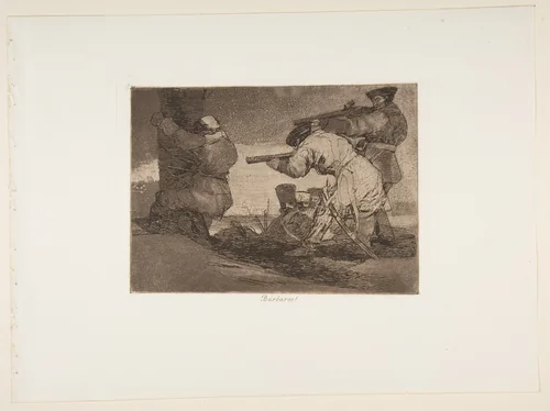 Plate 38 from "The Disasters of War" (Los Desastres de La Guerra): 'Barbarians!' (Bárbaros!) by Goya, print, 1810