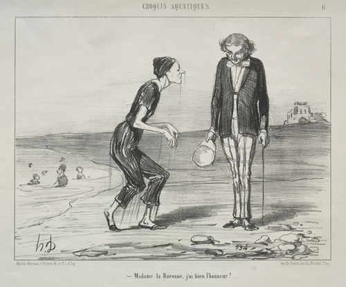 Baroness, it is my honor!... by Honoré Daumier, print, 1853
