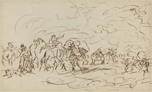 Sandstorm in the Desert Overtaking a Caravan by Johann Zoffany, drawing, 1783-1789